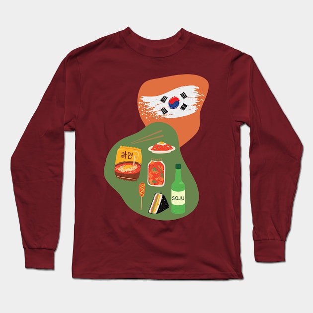 Korean Cuisine Food Culture Long Sleeve T-Shirt by Souls.Print